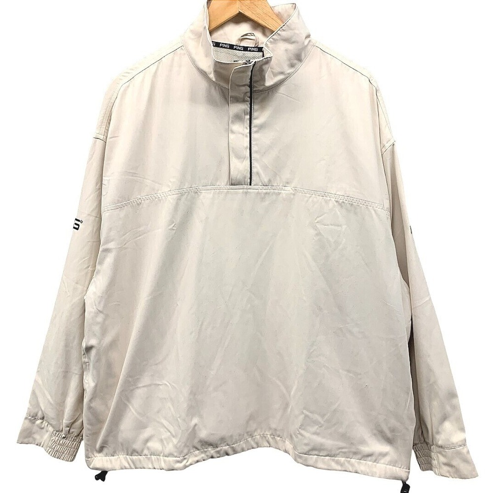 PING Collection 1/4 Zip Pullover‎ Men's Large Beige EYM2 Logo Golf Casual NWT